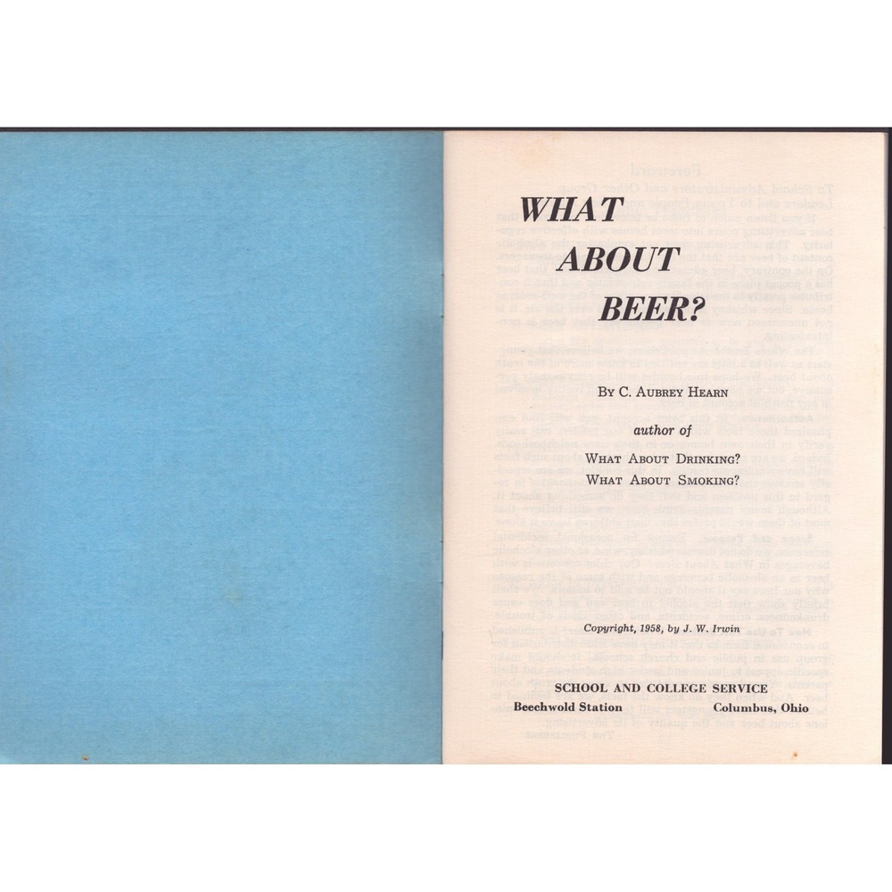 Vtg 1958 What About Beer C Aubrey Hearn Illustrated Educational Booklet Pamphlet - Picture 3 of 3